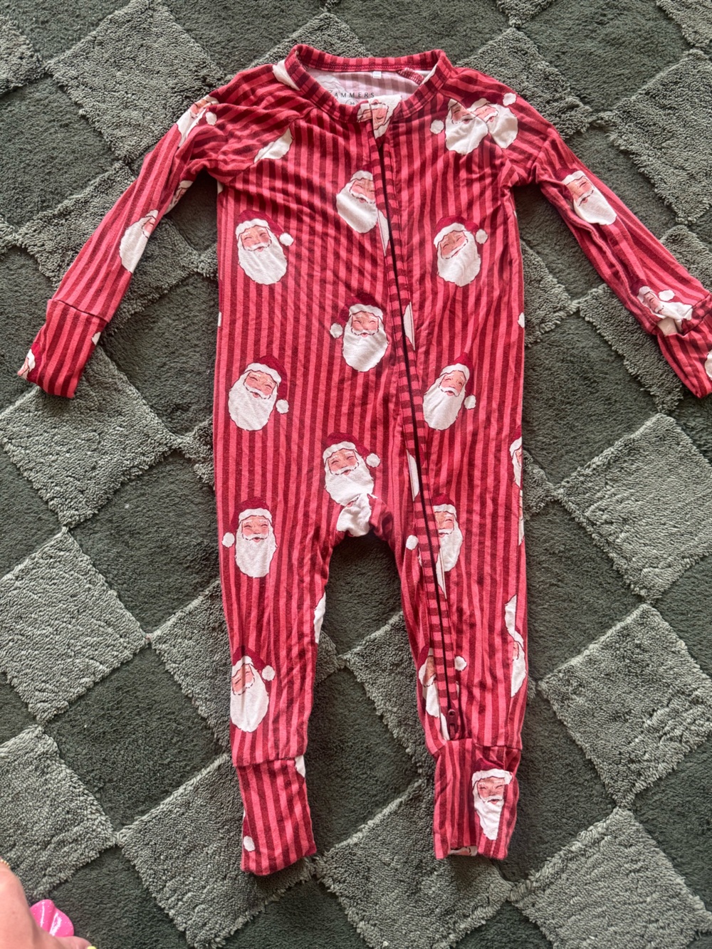 Kids Red Santa Print One-Piece Pajamas